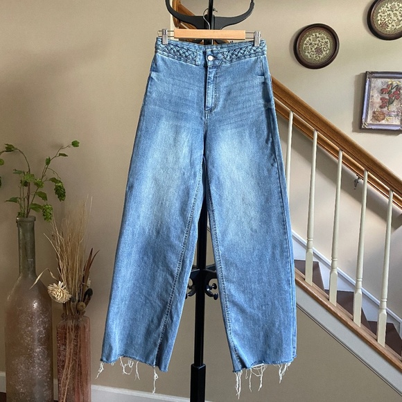OAT New York Women's Boho High Rise Wide Leg Medium Wash Jeans Size 6/28 - Picture 1 of 15